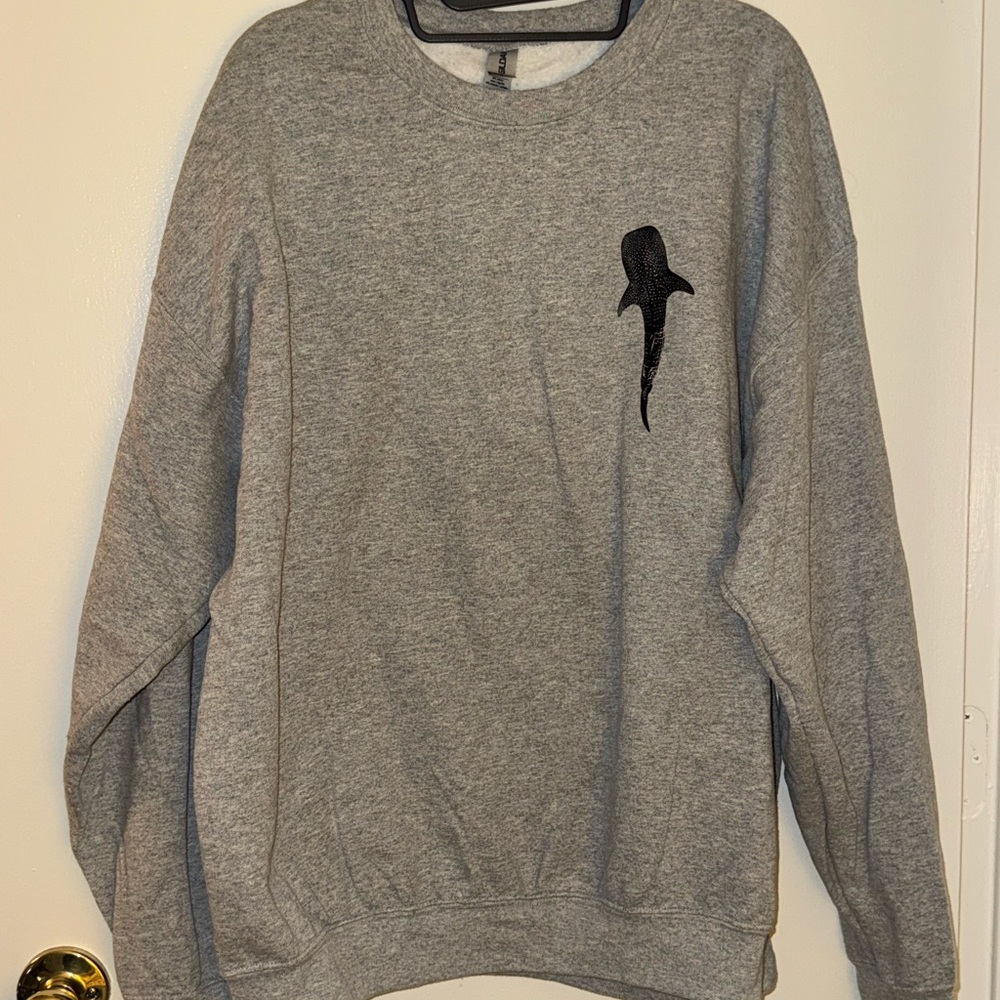 Gildan Gray Unisex Sweater with Whale Shark Design
